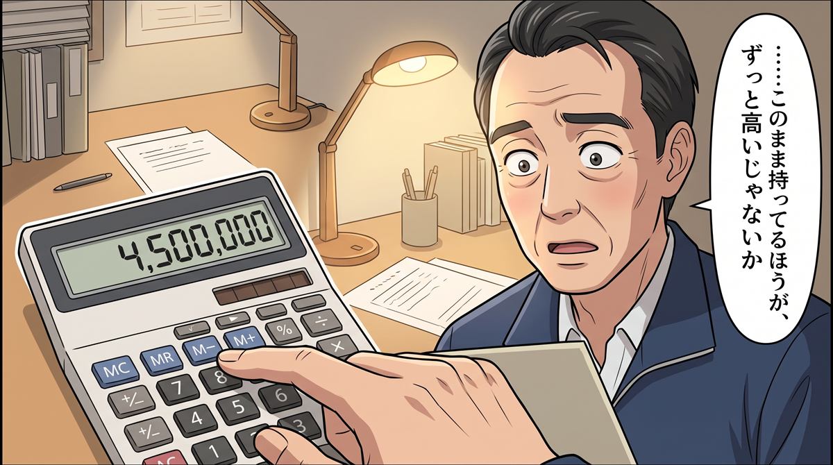 解体工事2,000,000円と家財撤去500,000円の見積書を手に呆然とする佐藤さん。「手放すのに、250万……？」